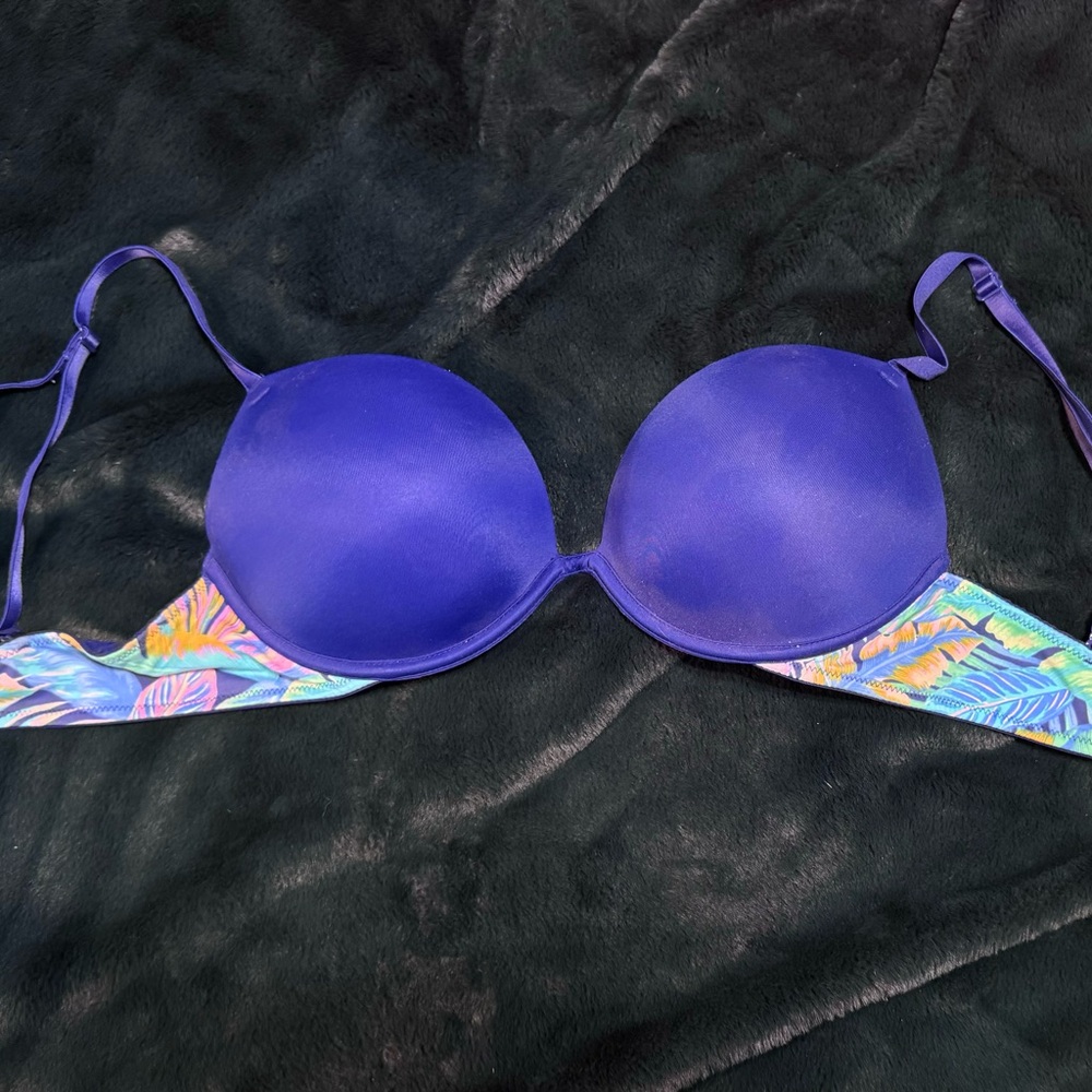 *PINK* Colorful Blue Push-Up Bra / 34C